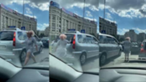 Altercaţie în trafic pe o stradă din Capitală. Incidentul a fost surprins de către un alt şofer