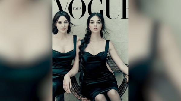 Monica Bellucci, pe coperta revistei Vogue Italia alături de fiica sa. Cele două au îmbrăcat rochii identice