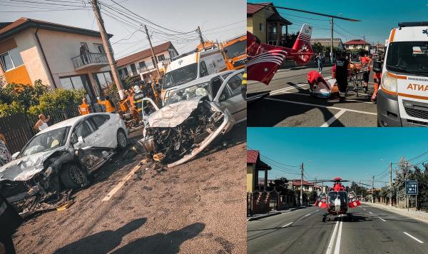 Accident teribil cu 8 victime, între care un copil de 1 an şi jumătate, după ce două maşini s-au izbit frontal, în Constanţa