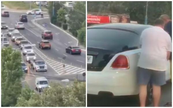 Rolls-Royce rămas în pană de combustibil pe bulevardul Mamaia din Constanța. ”A rămas Rollsu' fără benzină, bă, băiatule!”