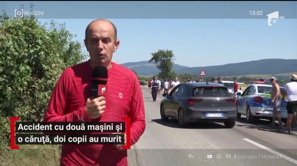 Doi copii au murit în urma unui accident între două autoturisme şi o căruţă, în Braşov. Alte trei persoane au fost transportate la spital