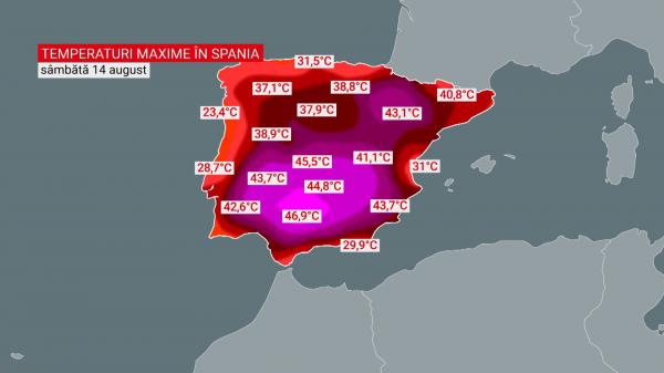 Canicula bate record după record în Europa: în Spania au fost înregistrate 47,7 grade Celsius