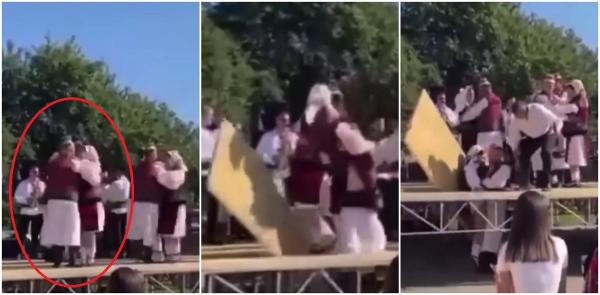 Doi dansatori au căzut sub scenă, la Zilele Călineștiului, în Maramureș. În loc să-și ajute colegii, celelalte perechi au continuat să presteze