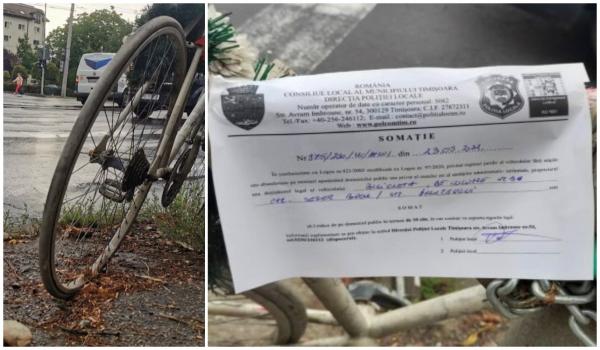 Poliția timișoreană cere ridicarea unei biciclete lăsate pe trotuar în memoria unui tânăr care a murit strivit de o betonieră
