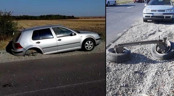 Un Volkswagen a rămas fără punte după ce s-a răsucit în aer, din cauza unui șofer care a adormit la volan, în Teleorman