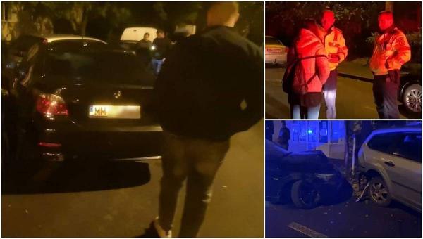 Un BMW a făcut prăpăd în parcarea unui bloc din Baia Mare. O tânără s-ar fi urcat la volan după ce a jucat poker și a băut alcool