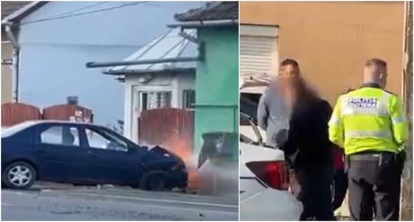 Un preot din Satu Mare, care s-a urcat băut la volan, a lovit o maşină parcată şi o ţeavă de gaz. Autoturismul a luat foc instant