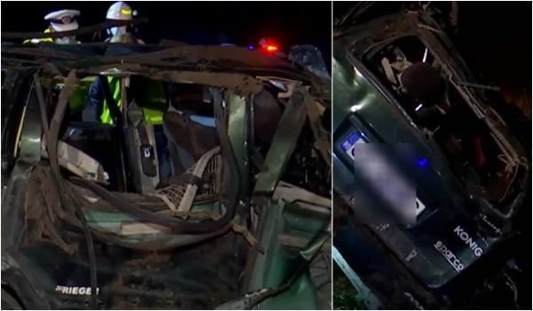 Filmul accidentului din Timiș, în care au murit 2 migranți, iar alți 10 au fost răniți. În mașina cu 5 locuri erau îngrămădite 12 persoane