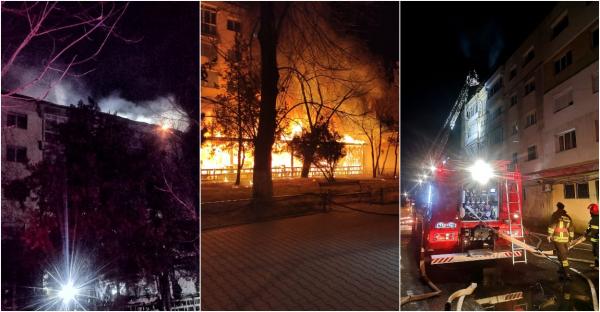 Incendiu puternic la un restaurant din Oneşti. Zeci de persoane au fost evacuate din locuinţe