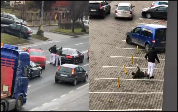 Bătaie cu pumnii şi picioarele în trafic pe o stradă din Cluj