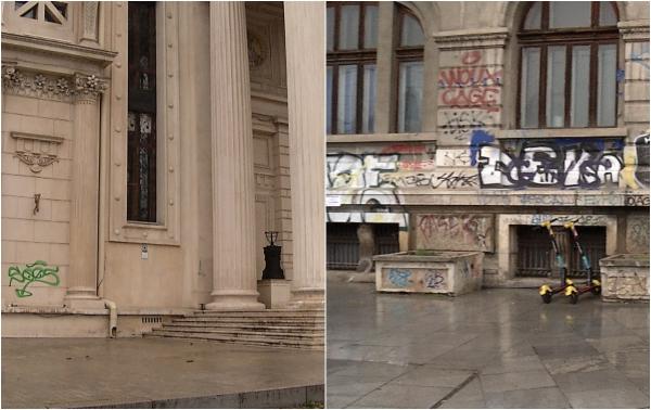 Clădiri emblematice din Bucureşti, vandalizate de grafitti: "E inadmisibil, este oribil"