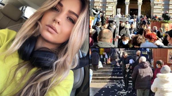 Durere mare la înmormântarea Mihaelei Galani. Tânăra a fost condusă pe ultimul drum în sicriu alb și rochie de mireasă