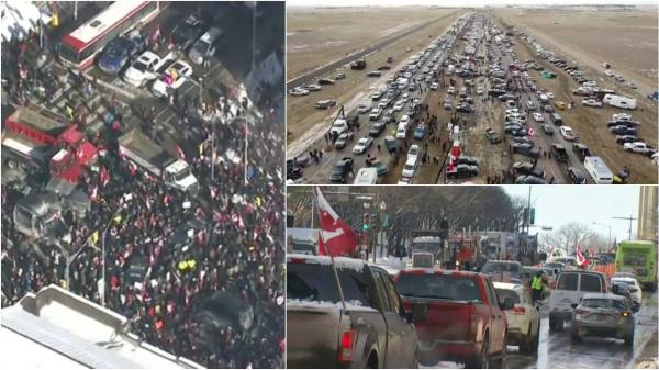 ''Convoiul Libertăţii'', mişcare de revoltă la adresa restricţiilor guvernului canadian. Cine sprijină manifestanţii riscă să fie arestat
