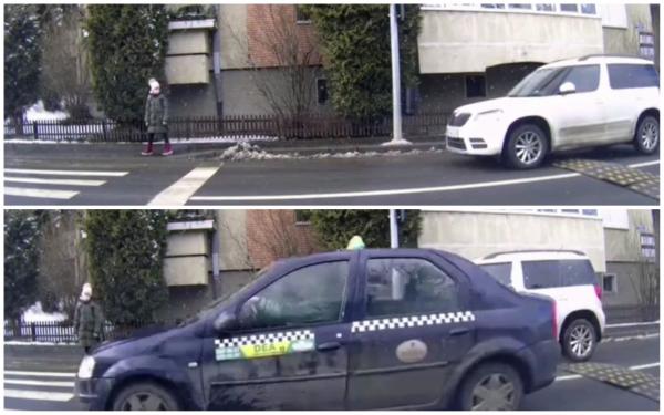 Taximetrist la un pas să lovească o fetiță pe o trecere de pietoni din Sfântu Gheorghe. Tragedie evitată în ultimul moment