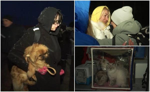 Femeile şi copiii din Ucraina, care au fugit departe de bătăile puştilor, nu şi-au lăsat în urmă animalele de companie