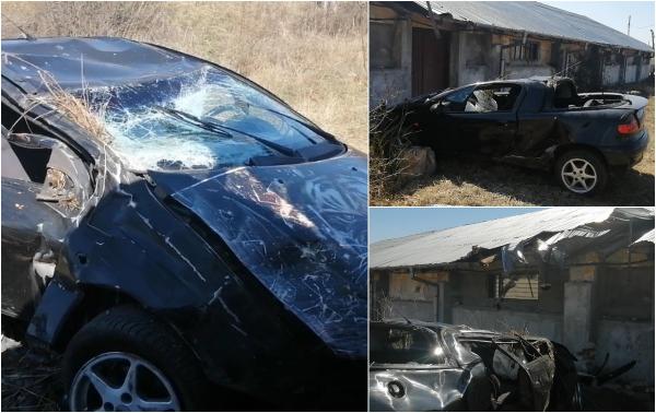 Şofer începător s-a crezut pilot de curse. Accidentul din Caraş-Severin, surprins de camerele de supraveghere