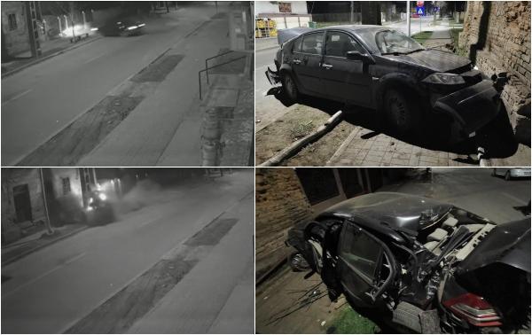 Un adolescent de 15 ani a intrat cu maşina furată de la tatăl său într-un copac, în Dolj. Momentul impactului surprins de o cameră de supraveghere