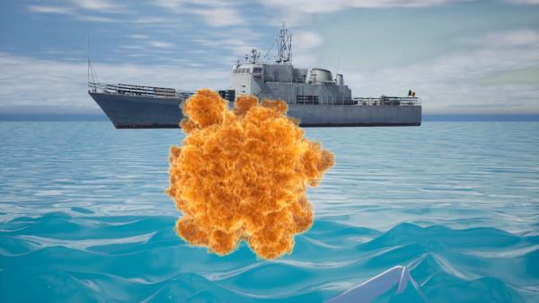 ANIMAȚIE GRAFICĂ: Cum au distrus Forțele Navale Române mina care plutea în zona Midia