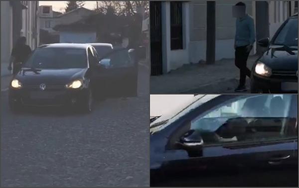Copil de 13 ani, filmat în timp  ce conducea un autoturism prin Tecuci. În dreapta, se afla chiar mama sa