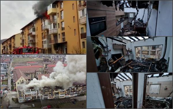 9 apartamente distruse complet, după ce un incendiu violent a izbucnit la ultimul etaj al unui bloc din Florești. "Nu se poate, bă!"