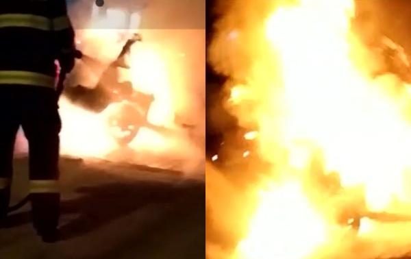 Autoturism înghiţit de flăcări în Buzău, la scurt timp după ce a fost parcat