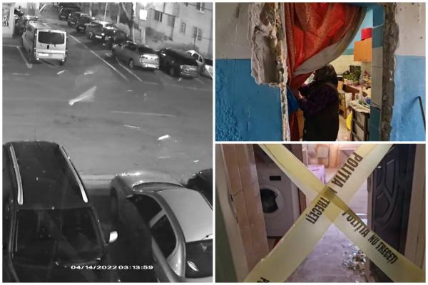 Momentul exploziei care a distrus un bloc din Constanţa, filmat de camerele de supraveghere. "A smuls uşa din perete"