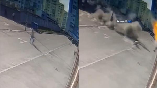 Imagini ireale surprinse în Ucraina. O femeie, prinsă în mijlocul bombardamentului ruşilor: două bombe au căzut la câţiva metri de ea