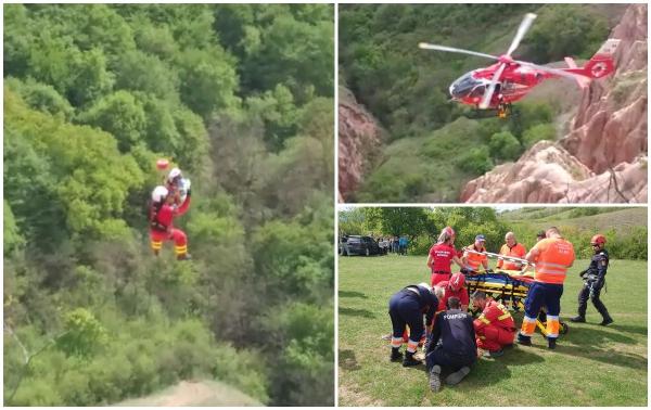 "Am văzut ATV-ul cum a căzut, cum s-a lovit de stânci şi ulterior 2 copii, ca păpuşile în aer". Un băiat şi o fată, la un pas de tragedie după ce au căzut în râpă