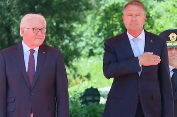 Președintele Germaniei, primit la Cotroceni de Klaus Iohannis. Frank Walter Steinmeier a salutat în limba română