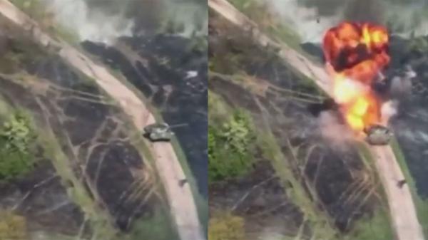 Momentul în care un tanc de 4,6 milioane de euro e distrus în Ucraina de o rachetă de 15.000 de euro. T-90M, cea mai modernă armă de atac a Rusiei