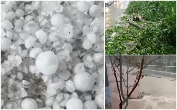 ''Este prăpăd!'' Iadul s-a dezlănţuit în zeci de localități: A dat cu piatră cât oul de prepeliţă, vântul a măturat totul în cale