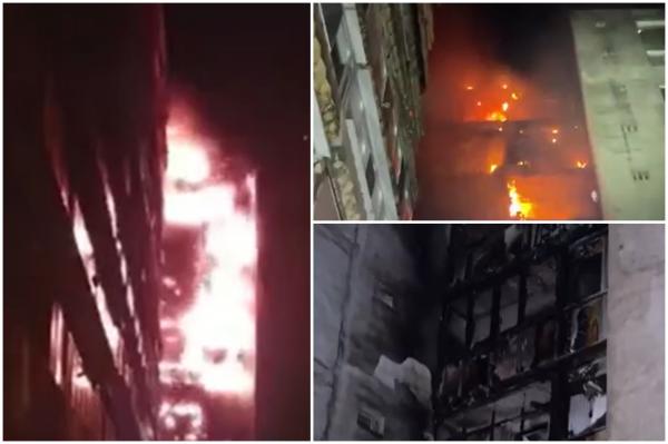 Filmul incendiului devastator din Sectorul 5. Peste 100 de oameni au văzut moartea cu ochii, după ce blocul s-a aprins ca o torţă