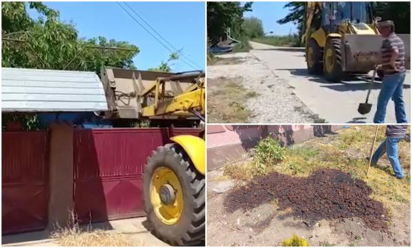 Lecție de neuitat pentru o doctoriță din Olt care a făcut mizerie. Primarul a mers cu excavatorul ca să îi arunce tot gunoiul în curte