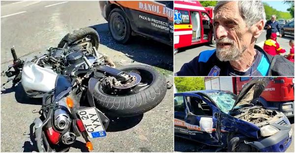 "Avea viteză și a intrat în mine!". Motociclist în comă după un accident cumplit în Costinești. A fost spulberat de Loganul unei firme de securitate