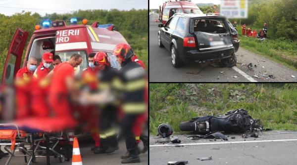 Motociclist readus la viață după zeci de minute de resuscitare, după un accident cumplit în Bistrița-Năsăud