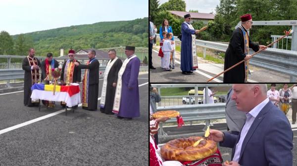 Desfășurare de forțe masivă în Argeș, pentru inaugurarea unui pod. Primarul le-a spus copiilor că de acum vor fi "niște fericiți"
