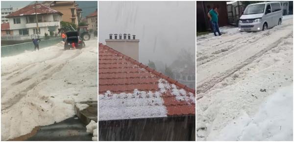 Strat de gheață de peste 15 centimetri pe străzi, la vecinii bulgari. Același front atmosferic a făcut prăpăd și la noi în țară