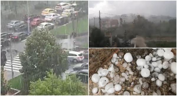 "Uite, mami, plouă cu pietre!". Grindina și ploile torențiale au făcut prăpăd în țară, Capitala a fost sub cod roșu prima dată în ultimii 15 ani