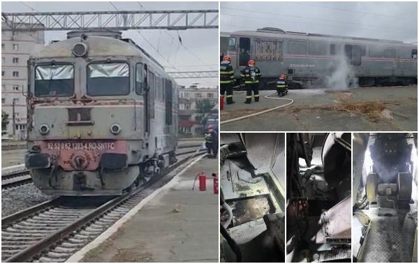 O locomotivă a luat foc în Gara Constanţa. Primele imagini de la faţa locului