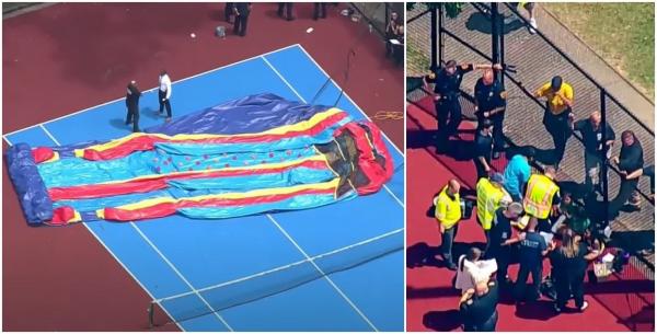 Copii aruncați în aer sub privirile îngrozite ale părinților, după ce un tobogan gonflabil s-a răsturnat din senin, într-un parc din New York