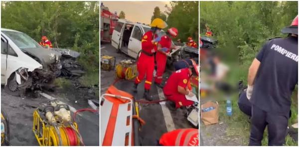 "Daţi-vă la o parte! Faceţi loc!". O familie întreagă, spulberată la Butimanu de un microbuz intrat pe contrasens. Mașinile au fost distruse complet