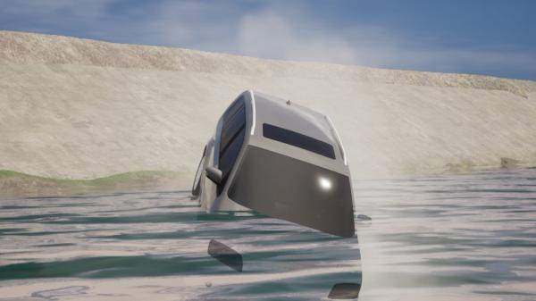 ANIMAŢIE GRAFICĂ. Doi tineri au murit, după ce au furat o mașină și au plonjat cu ea în Siret. În autoturism ar mai fi o victimă