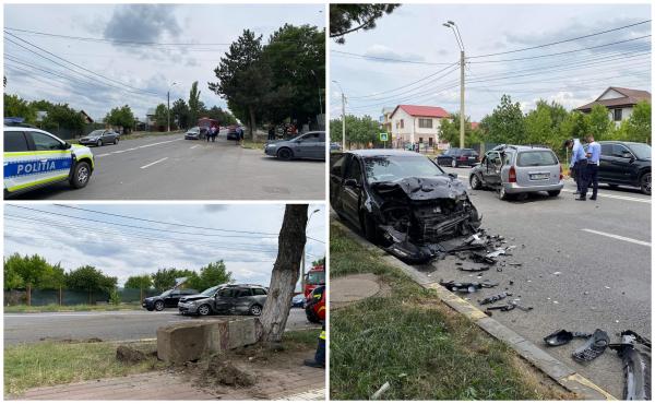 Două autoturisme s-au ciocnit grav pe o stradă din Tecuci. O victimă a fost preluată de elicopterul SMURD