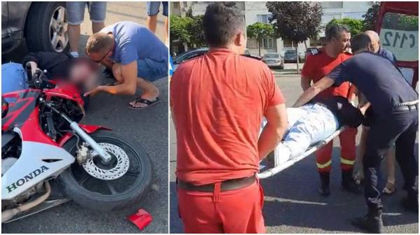 "Hai domne', trimite odată ambulanța aia!". Imagini dramatice cu o motociclistă întinsă pe caldarâm, după ce un bolid 4x4 a schimbat brusc direcția de mers