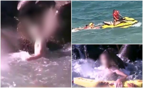 Zeci de turişti, la un pas de a sfârşi în apele învolburate ale Mării Negre. Avertismentul salvamarilor pentru cei care nu respectă steagul roşu