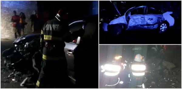 Accident cumplit în Vâlcea, după ce un taximetrist a încercat să depăşească peste linia continuă