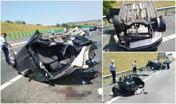 Mașină ruptă în două pe Autostrada Soarelui. Accident cumplit pe sensul către București, în apropiere de Cernavodă