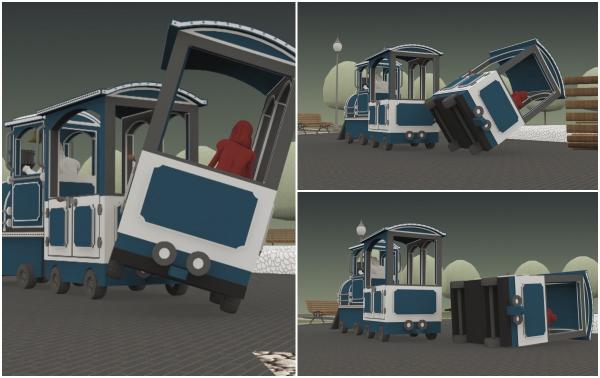 ANIMAŢIE GRAFICĂ. Cum s-a produs accidentul de trenuleţ din Bistriţa: Trei copile au ajuns la spital, după ce au fost aruncate pe asfalt