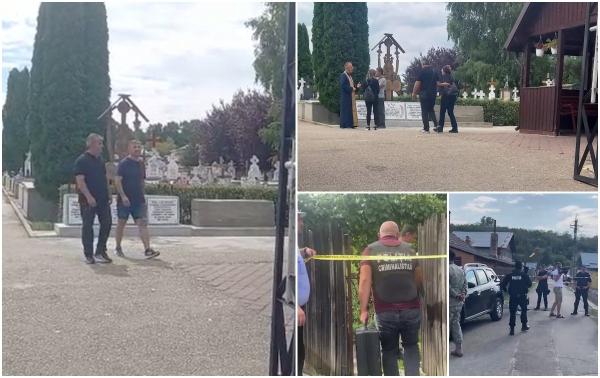 Colonelul, singurul supravieţuitor al crimelor multiple din Bascov, dărâmat de durere în cimitir. Se pregăteşte să-i conducă pe ultimul drum pe cei mai dragi oameni
