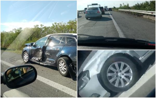 Accident în lanţ pe A1, pe sensul spre Piteşti: 4 autoturisme și un TIR au fost implicate. O persoană a fost rănită